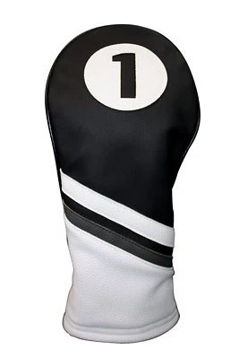 Majek Golf Headcover Black and White Vintage Leather Style #1 Driver Head Cover - Image 1 of 4