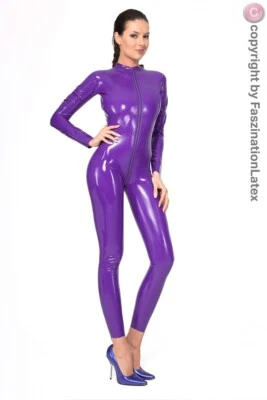 FASZINATIONLATEX Latex Anzug für SIE - Catsuit in LILA - Größe wählbar