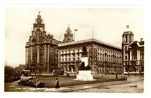 LIVERPOOL - LIVER & CUNARD GEBÄUDE Echtfoto Postkarte - Bild 1 von 1