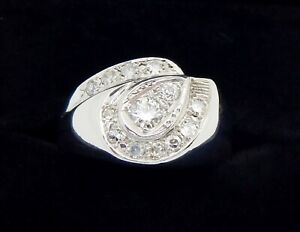 1930's 14K .63 Carat Old European and Transitional Cut Diamond Ring Size 8 1/2