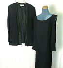 Le Sien Womens Size 22 3-Pc Skirt Suit Black Beaded Lined Open Front Jacket