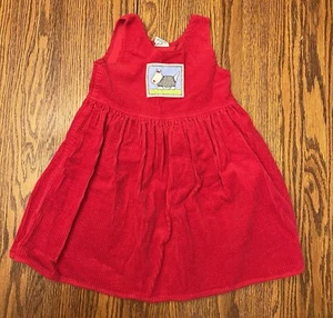 Vintage Mulberribush Corduroy Dress w/ dog size 4T Red Sleeveless - Picture 1 of 4
