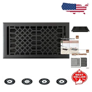 Elegant Textured Black Vent Cover 6x12 - Reliable Floor Register with Damper - Picture 1 of 10