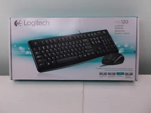 Logitech MK120 Wired USB Keyboard and Mouse Black New in Sealed Box - Picture 1 of 4