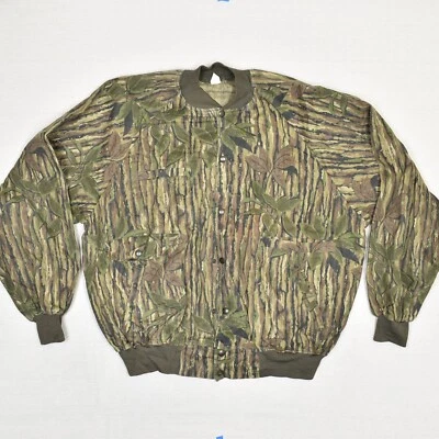 Realtree Men's Bomber Pearl Snap Jacket Cotton Blend Green Size 2XL Vintage - Image 1 of 4