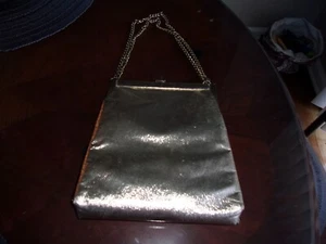 Vintage Gold Tone Purse with strap 8" x 7" - Picture 1 of 3