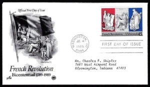 C120 45c French Revolution Airmail FDC Artcraft/PCS cachet July 14, 1989  - Picture 1 of 1