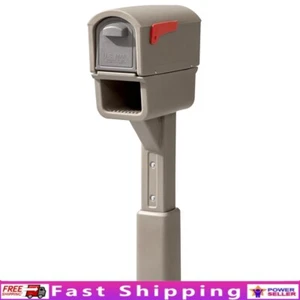 Plastic Mailbox Modern Design W/ Newspaper Slot Durable Front Rear Access Brown  - Picture 1 of 8