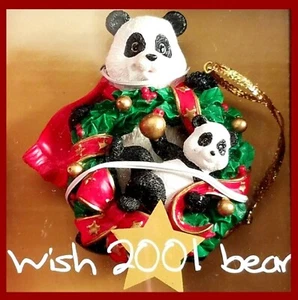 Panda Bear Wish 2001 Mother & Baby Christmas Hand Painted Ornament May Stores - Picture 1 of 6