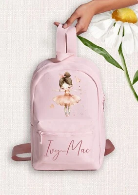 GROOVY INKS LTD Personalisierter Mini-Ballettrucksack Blumen Schulanfang Kinder individuell Kindergartentasche