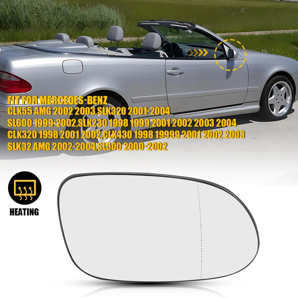 Mirror Glass Fit 1998-2002 Mercedes Benz CLK320 Heated Passenger Side GA-ME2103 - Image 1 of 4