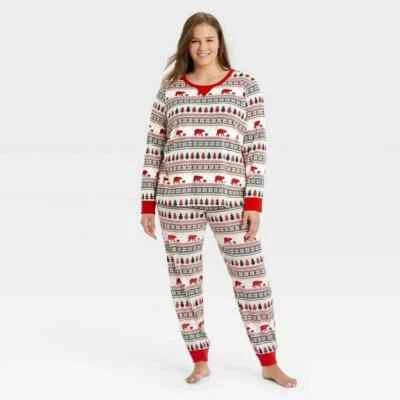 Wondershop Adult Fair Isle Print Holiday Pajama Set 4X Unisex Red & White - Image 1 of 2