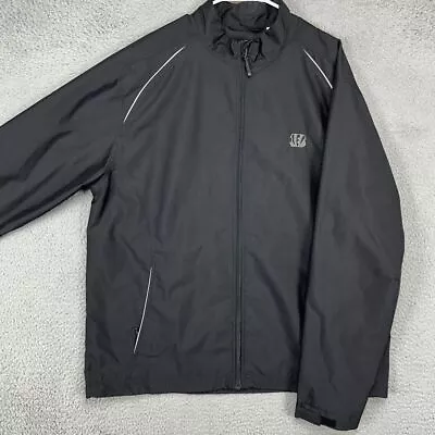 Cincinnati Bengals Windbreaker Jacket Mens 2XL CB WeatherTec Black Cutter Buck - Image 1 of 4