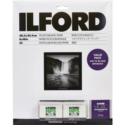 Ilford 8x10 Multigrade RC Deluxe Pearl Paper (25) + 2 Rolls HP5 36 Value Pack