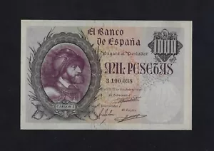 Spain 1000 Pesetas 1940 P-125 XF RARE - Picture 1 of 2