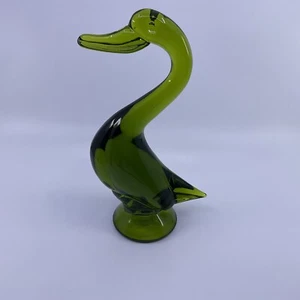 Vintage Viking Glass Translucent Green Duck Figurine Mid Century - 9 1/4” Tall - Picture 1 of 6