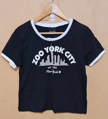 Zoo York Women's City Crew Neck Tee, Black Size 10, 100% Cotton NEW Free Post — 第 1/4 张图片