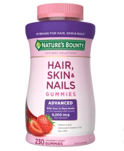 Nature's Bounty Hair Skin and Nails with Biotin Antioxidants 6000mcg 230 Gummies - Picture 1 of 4