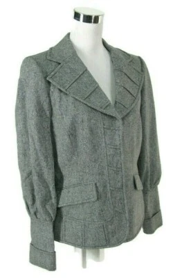 Blazer Dana Buchman Talla 6 Gris Cuadros Plateado Metálico Brillante Chaqueta Nuevo sin Etiquetas Foto 1 de 4