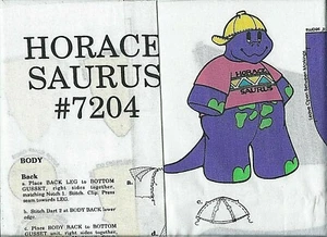 HORACE SAURUS purple DINOSAUR cut & sew STUFFED Animal TOY cotton FABRIC so EASY - Picture 1 of 1