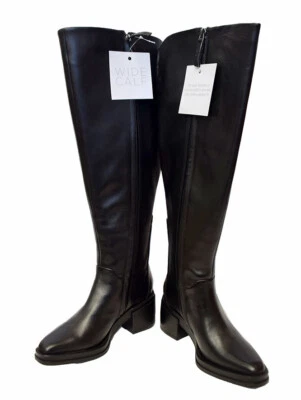 FRANCO SARTO Dorica Black Leather Wide Calf Riding Boots Women's Size 5M, NIB - Image 1 of 4