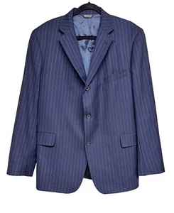 J Press Prestige Navy Blue Striped Wool Blend Sports Coat Blazer Men’s Size 46R - Picture 1 of 10