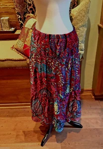 Boston Proper Gorgeous Paisley Velvet Skirt Rich Jewel Tones NEW Small S 6-8 - Picture 1 of 6