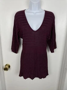 Nuevo con etiquetas $44 Apostrophe Mujer’s Talla S Púrpura Rayón Nylon Lurex Costilla Kimono Suéter Top - Imagen 1 de 13