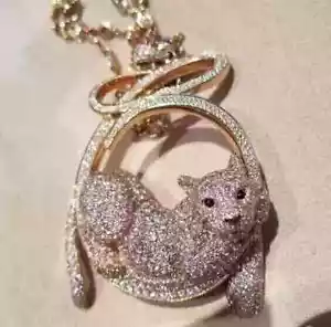 3,20ct Rundschliff Moissanit Panther Tier Anhänger 14K Rosévergoldet - Bild 1 von 8