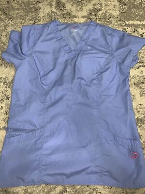 Peaches Brand SCRUB TOP Size L  Large Solid Blue - Image 1 of 4