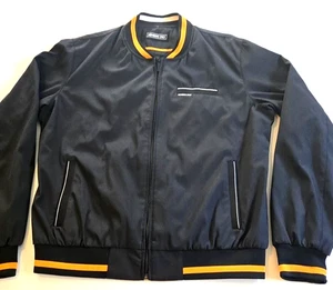Veste Members Only homme grande noire fermeture éclair complète bombardier racer rétro iconique - Photo 1/8