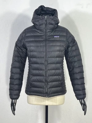 Patagonia Women's DOWN SWEATER HOODY Jacket Black POCKET ZIPPER FLAW Size SMALL - Image 1 of 4