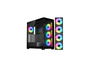 DIYPC  Vanguard-F2-BK -Black Dual USB3.0 and Type C Tempered Glass ATX Full - Picture 1 of 5