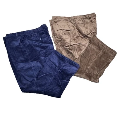 Stag Hill by Haband Men’s Corduroy Pants Lot of 2 Navy Brown Size 52x30 Stretch - Image 1 of 4