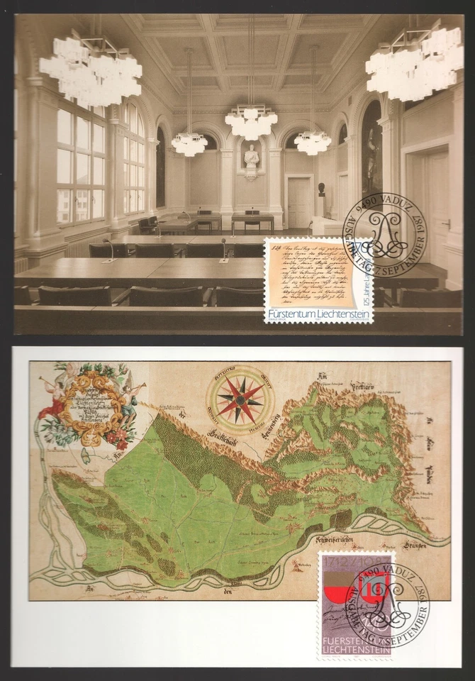 1987 Liechtenstein County Transfer & Parliament First Day Maxi Cards. Vaduz FDC - Image 1 of 1