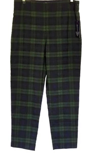 Chaps Damen Hose Größe 12 kariert perfekt poliert Stretch Seitenreißverschluss grün blau - Bild 1 von 15