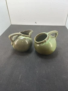 Frankoma Keramik Zuckerdose & Milchkännchen Prärie grün Vintage MCM 3,5” x 4” (2) - Bild 1 von 10