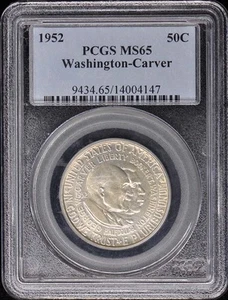 WASHINGTON CARVER 1952 50C Silver Commemorative PCGS MS65 - Picture 1 of 2
