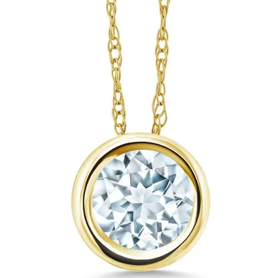 Collar colgante de aguamarina de oro amarillo de 14 quilates para mujer (0,75 quilates, piedras preciosas Foto 1 de 4