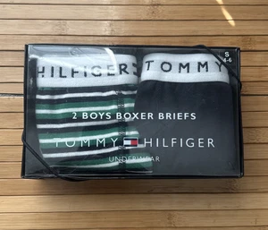 Tommy Hilfiger Boy's Cotton Boxer Briefs Small (4-6) Blue/ Stripe Blue/Green New - Picture 1 of 3
