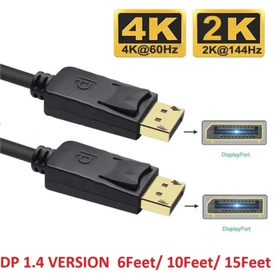 LOT Display port to Display Port  DP Male to Male Cord 4K HD w Latches 6/10/15FT - Image 1 of 4