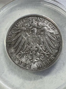 1899-G German States Baden 2 Marks Graded XF 40 Details Cleaned by ANACS - Picture 1 of 8