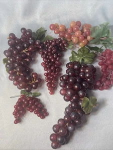Grape Bunches Lot 14 Artificial Faux Rubber Decor Fruit Wine Tabletop - Picture 1 of 6