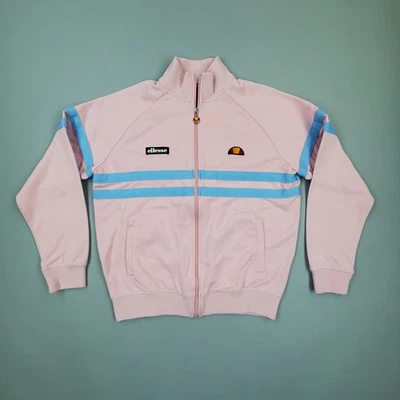 Ellesse Rimini Track Jacket Men L Full Zip Long Sleeves Stripes Sport Pink Blue - Image 1 of 4