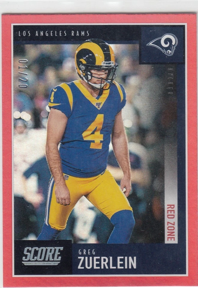 2020 Greg Zuerlein Score RED ZONE Foil Parallel 01/20 /20 - #307 Rams Cowboys - Image 1 of 1