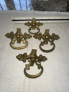 5 antike Vintage Schubladengriffe 2 (2") & 3 (3") Messing Menge 1 Schlüsselloch - Bild 1 von 7