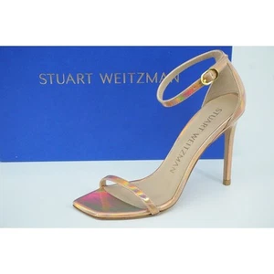 Stuart Weitzman Nudistcurve 100 Hologram Ankle Strappy Sandals Size 7 $475 pink - Picture 1 of 9