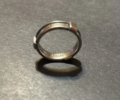 Authentic Emporio Armani men’s ring in 925 sterling silver  Size 9 Used Foto 1 de 4