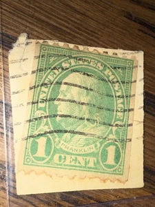 Vintage Rare 1923 Green Benjamin Franklin 1 Cent US Postage Stamp- 3 - Picture 1 of 4