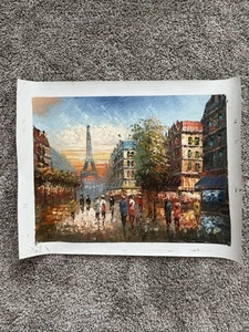 Arte moderno, París, ciudad, caminando por París 12x16, pintado al óleo hecho a mano sobre lienzo. - Imagen 1 de 13